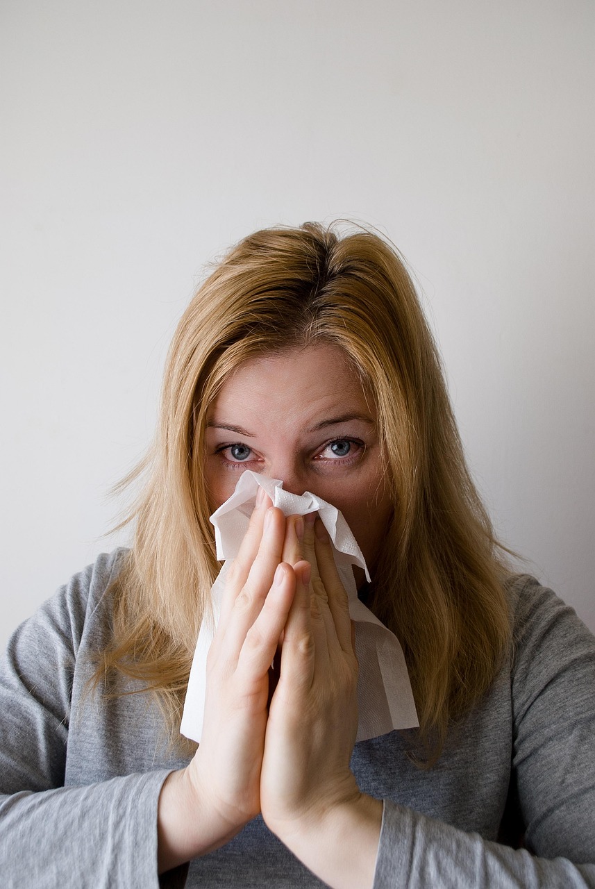 woman, sneeze, blowing nose, influenza, flu, illness, tissue, blond, female, person, face, hands, lady, handkerchief, sneeze, sneeze, sneeze, sneeze, sneeze, flu